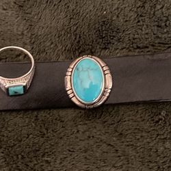 Turquoise Ring .925 Sterling Silver  Size 12 ++++