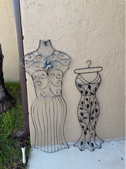Vintage Metal Wall Art Dress Forms – Wrought Iron Mannequin & Dress Silhouette Decor (Set or Individual)