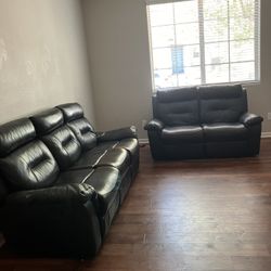 Leather Reclining Sofa, And Loveseat