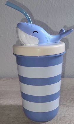 Sun squad TARGET brand striped whale figural straw cup for kids NEW