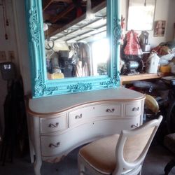 Antique Desk Chair And Mirrorr