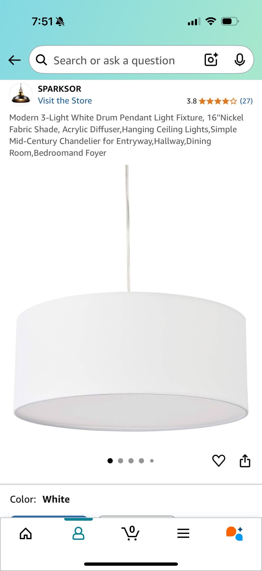 White Drum Pendant Light