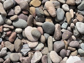 Smooth river rock for sale ( $8 dollars a 5 gallon bucket )