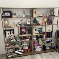 Gold And Glass Bookshelves