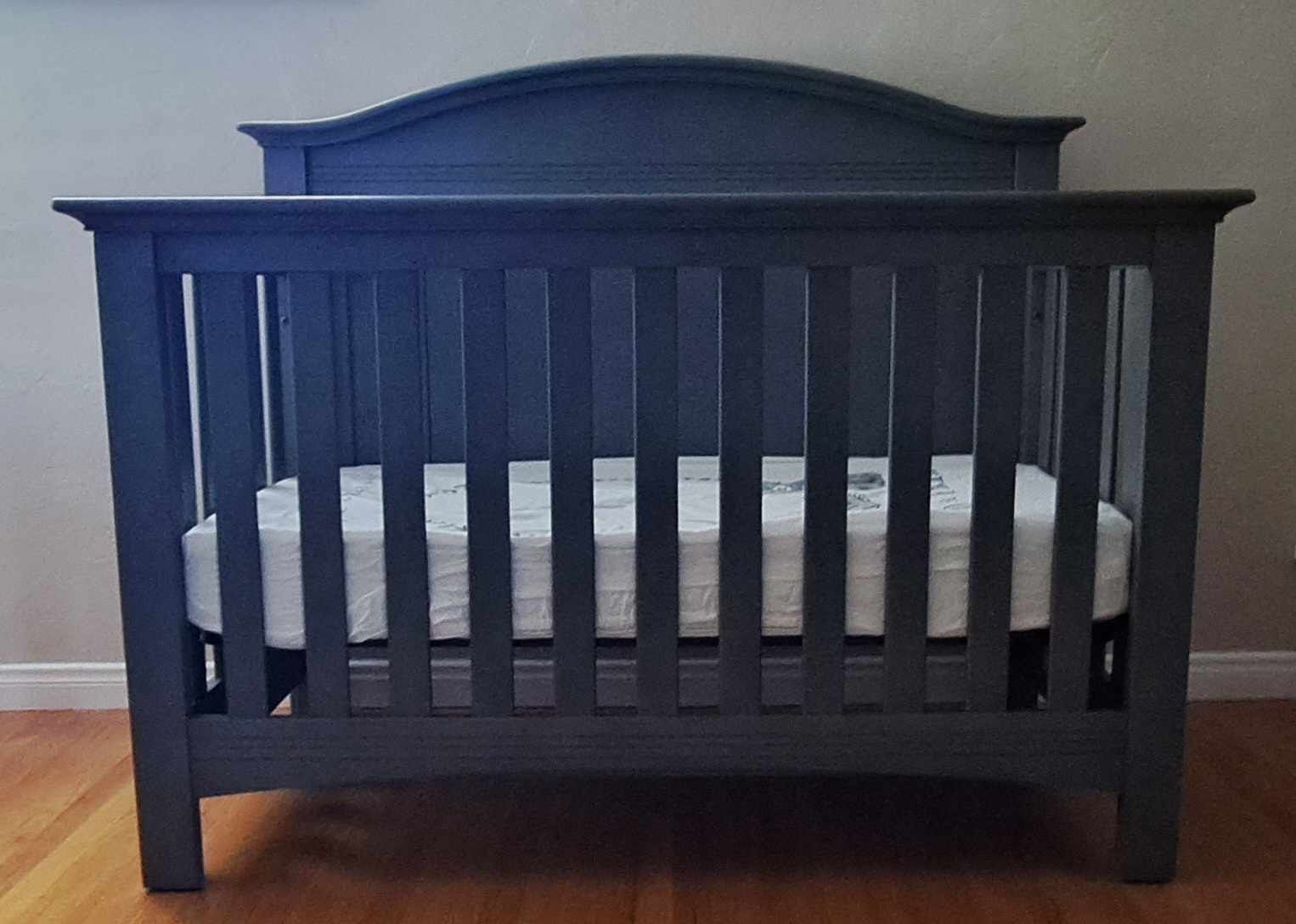 Grey Baby Crib With Mattress