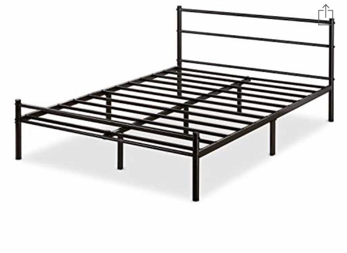 Zinus Geraldine 12inch Black metal platform bed frame. With headboard and footboard. Mattress foundation, Queen