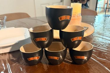 Set of 6 Mine & Yours Ceramic Cups