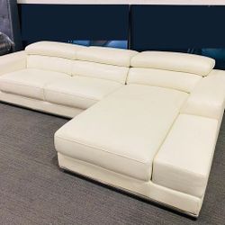 White Luxury Leather Sofa Coach