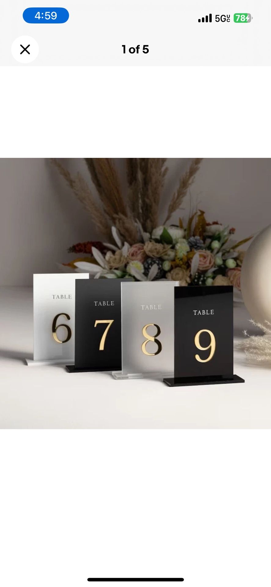 White Gold New Wedding Table Numbers 1 - 12 Event Table Top Numbers Seating Chart Numbers