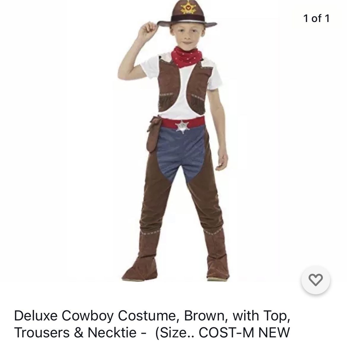 Two Piece Cowboy Costume. Size 10Y.