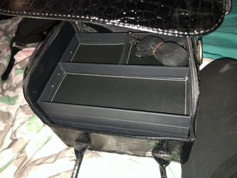 Genuine Pro Leather makeup bag with slide in and out trays