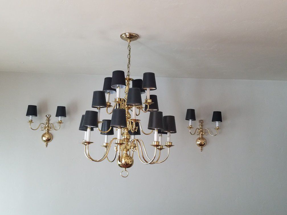 Chandelier with two sconce