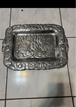 Arthur Court 1986 Vintage Serving Tray Bunny Rabbit  18" x 13"