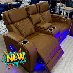 gorgeous Power Reclining Sofa, And Loveseat Set With All The Options 