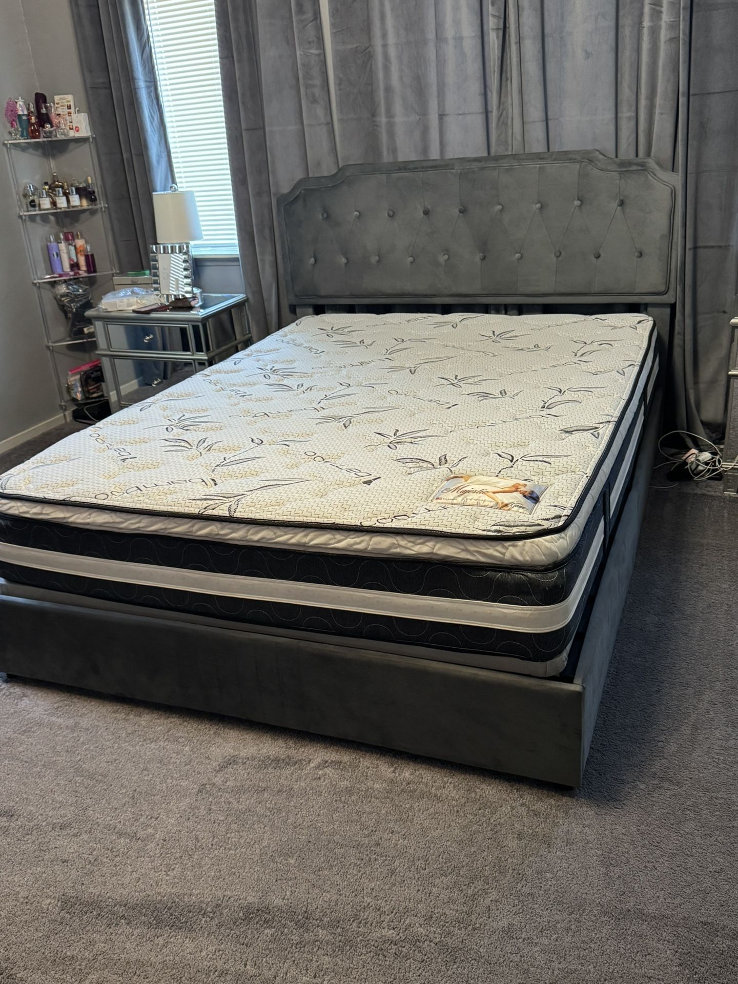 Gray Queen Storage Bed, Dresser And Set Of Nightstands