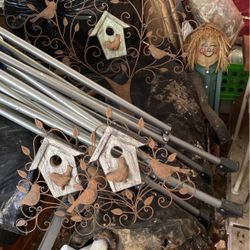 Set Of 3 Metal And Wood Bird Houses 40