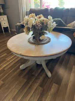 Painted pedestal coffee table