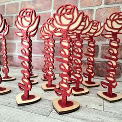 Custom Gift Standing Wooden Rose