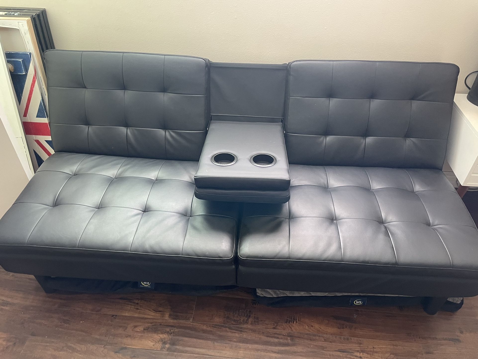 Black Futon Faux Leather