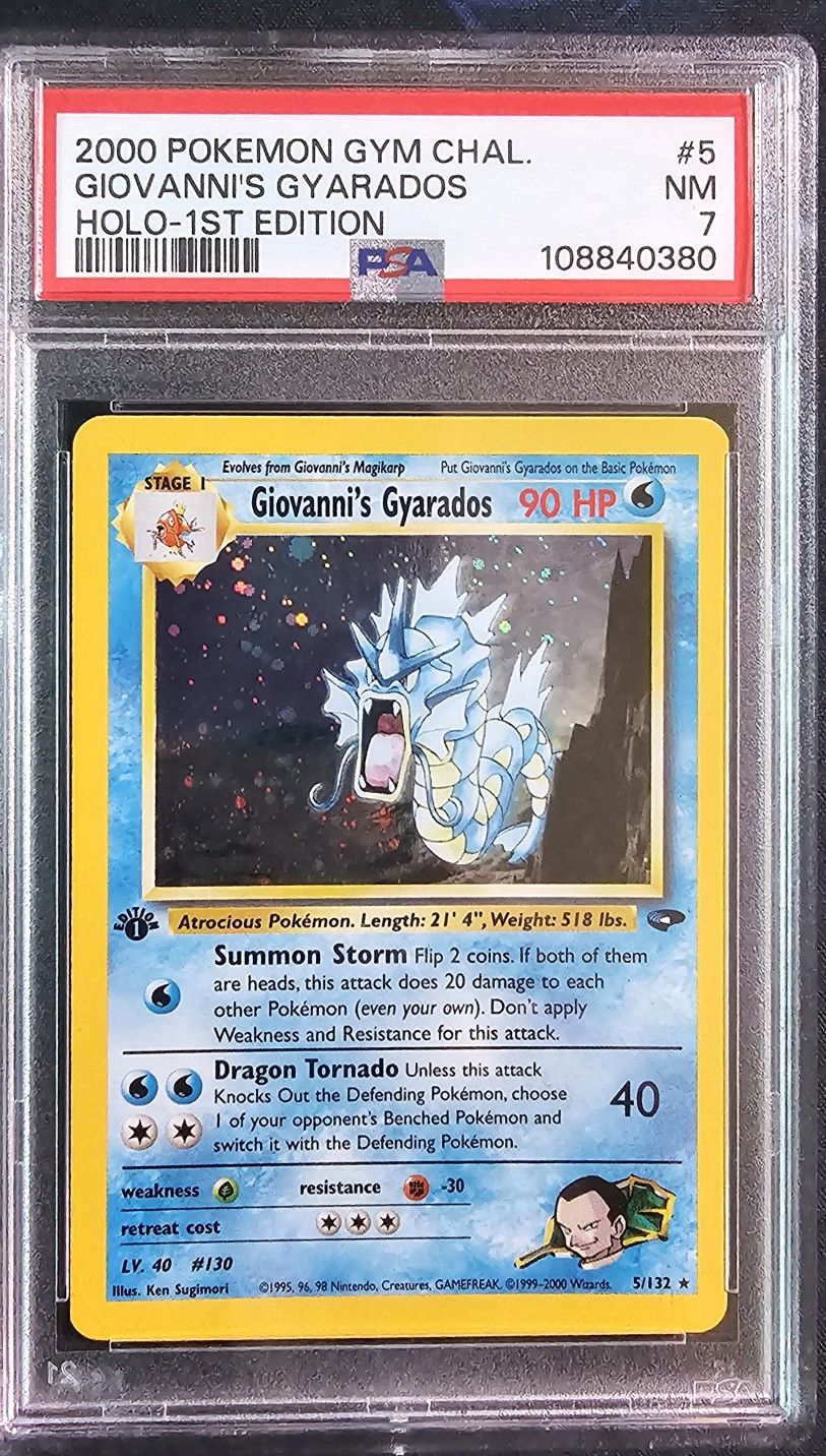 Giovanni's Gyarados [1st Edition] #5 Pokemon Gym Challenge PSA 7