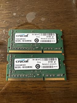 2xCrucial 8GB 204-Pin DDR3 SO-DIMM DDR3L 1600 (PC3L 12800) Laptop Memory