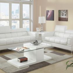 Gorgeous White Colored 2 piece Sofa and Loveseat Set