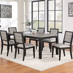 7PCS TABLE SET RECTANGLE EXTENSION LEAF DINNING SET BLACK (CO121221) $899 FREE LOCAL DELIVERY  
