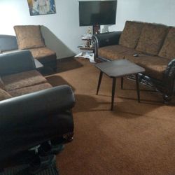 3 Brown Couches Set 