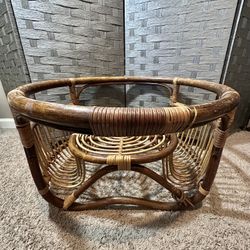 Rare Vintage Art Deco Rattan Coffee Table (minus top)