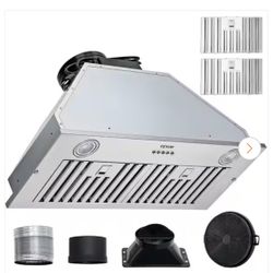 VEVOR Insert Range Hood 800CFM 3-Speed 30 in. Stainless Steel Built-in Kitchen Vent Ducted/Ductless Convertible, ETL Listed