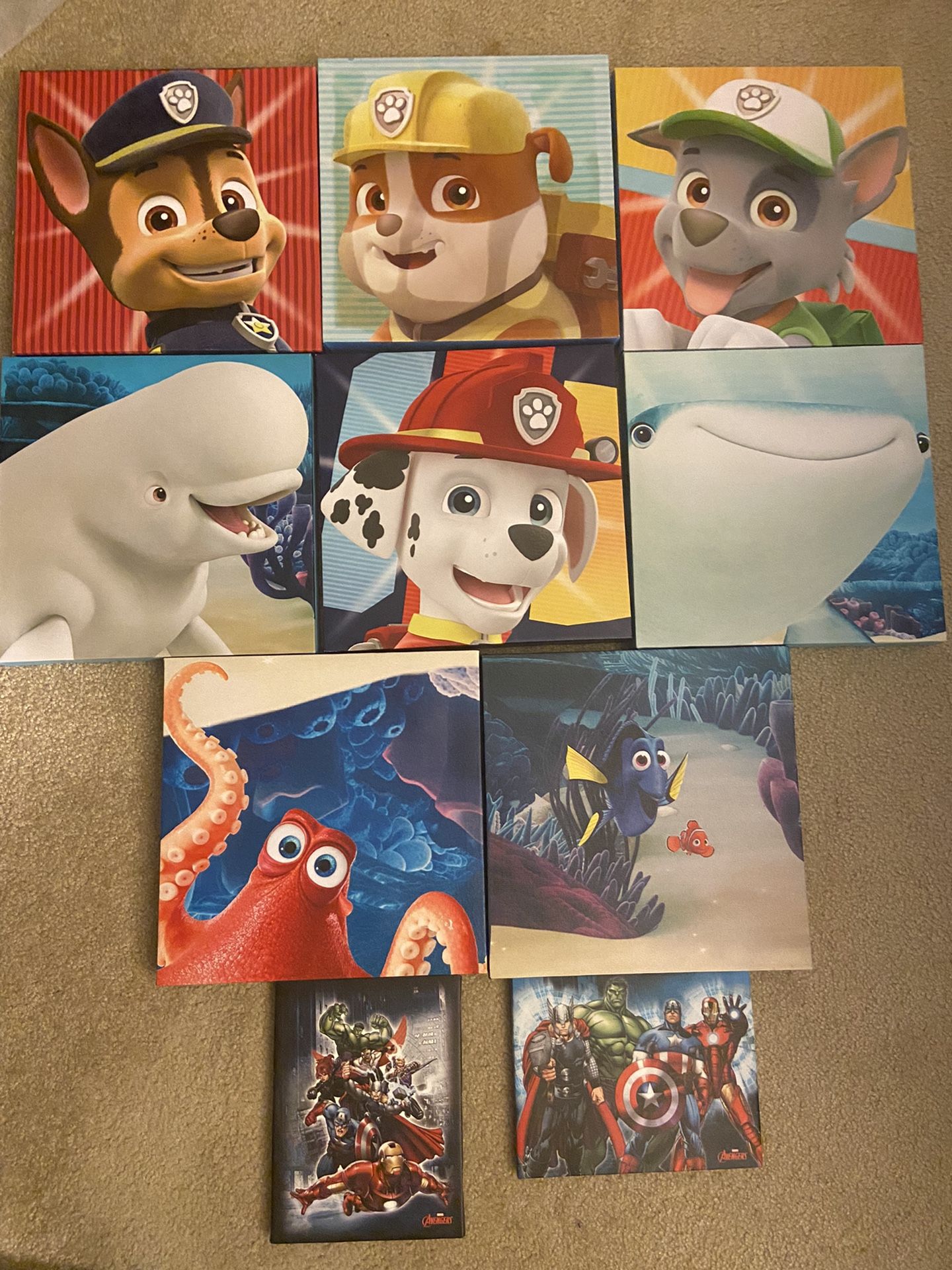 Kids Canvas Paintings (Paw Patrol, Finding Nemo, Marvel Avengers)