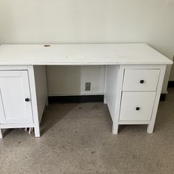 White IKEA Hemnes Desk 