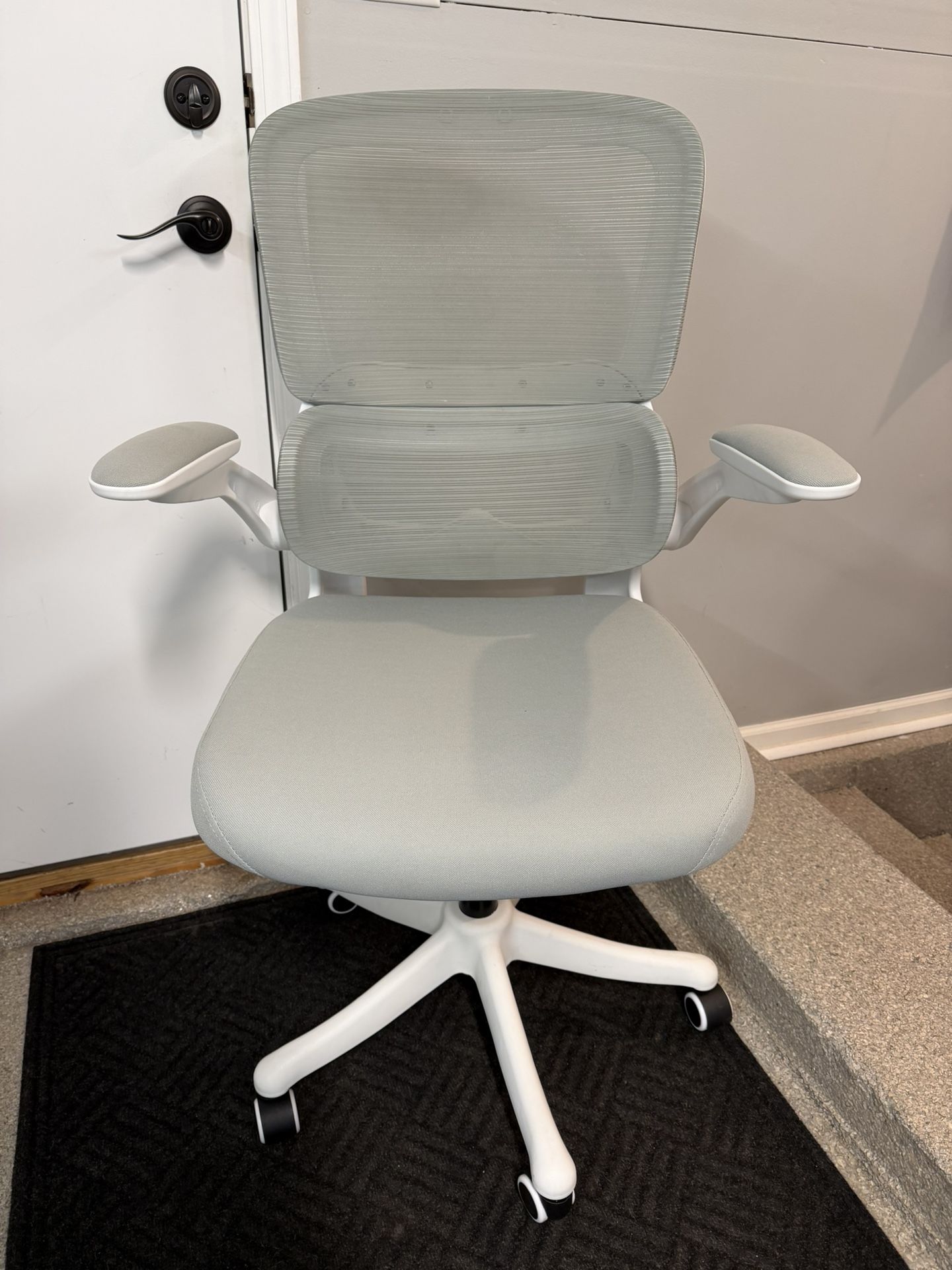 Brand New White/Grey Mesh Tall Back Ergonomic Office Chair w/Flip Up Armrests & Adjustable 3D Lumbar
