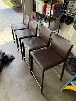 Set of 4 Brown Bar Stools