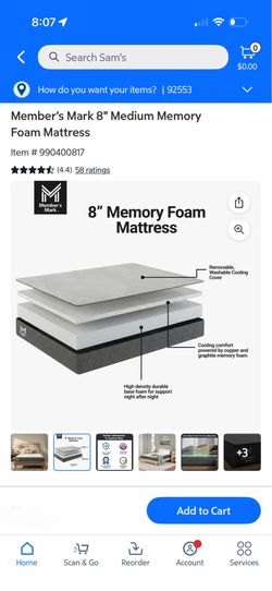 Member's Mark 8" Medium Memory Foam Mattress