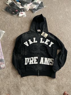 Valley Dreams Black Zip-Up Rhinestone Hoodie