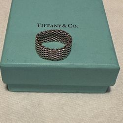 Tiffany & Co. Sterling Silver Somerset Mesh Band Ring Size 8
