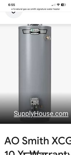 A O Smith Gas Water Heater 50 Gallon 