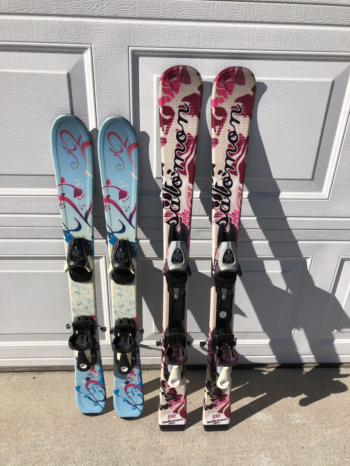 Skis - Youth Girls K2 T-Nine 88cm & Salomon Jade 100cm Skis $119 each