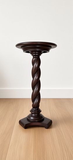 Vintage Solid Wood Barley Twist Plant Stand (1930s–1950s)
