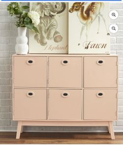 Pink six compartment storage cabinet