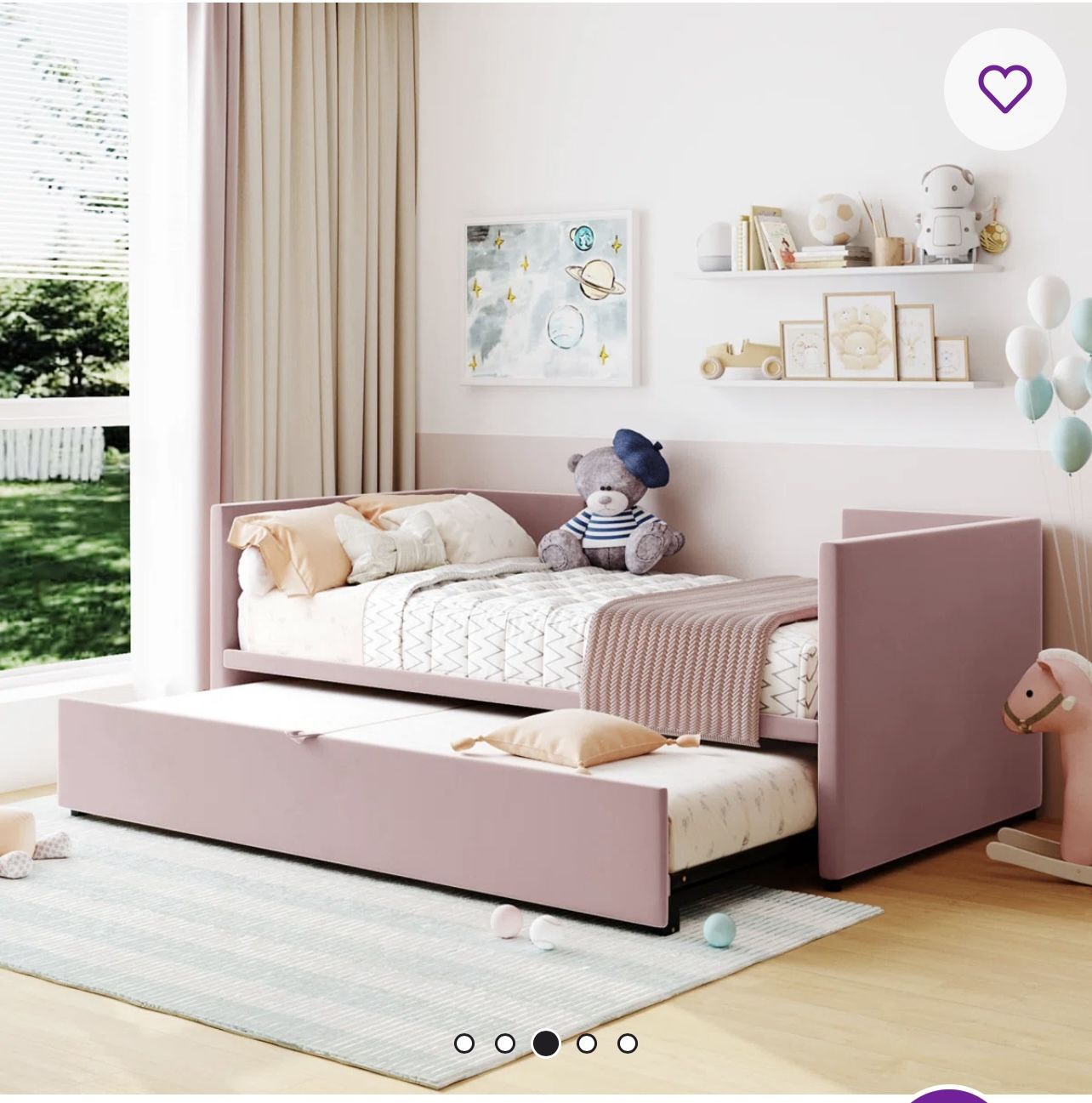 Twin Daybed With Trundle - Pink