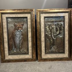 Beautiful Jaguar And Elephant Portrait Set 