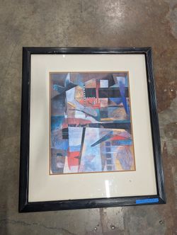 Vibrant Abstract Modern Painting in a Black Frame