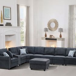 ✅️✅️L-Shape Sectional With Cupholder Console And Ottoman
✅️✅️