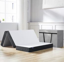 SECRETLAND Folding Mattress with Carry Case, 6 inch Tri-fold Memory Foam Queen Size, 78" x 58" x 6" USED