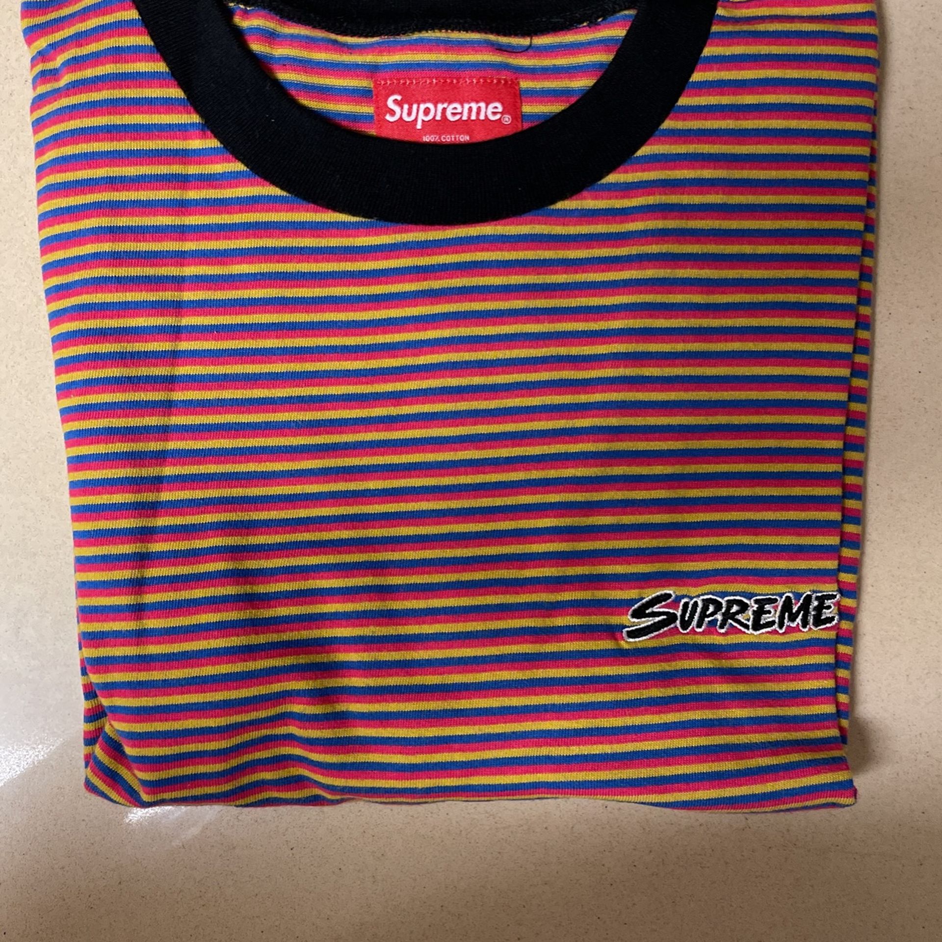 Suprme Pink Multistripe Tee Size M