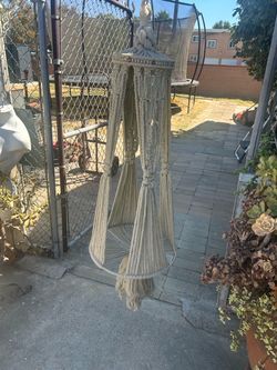 Far out, man; Groovy 1970s Handmade Macrame Plant Hanger w/Beads: