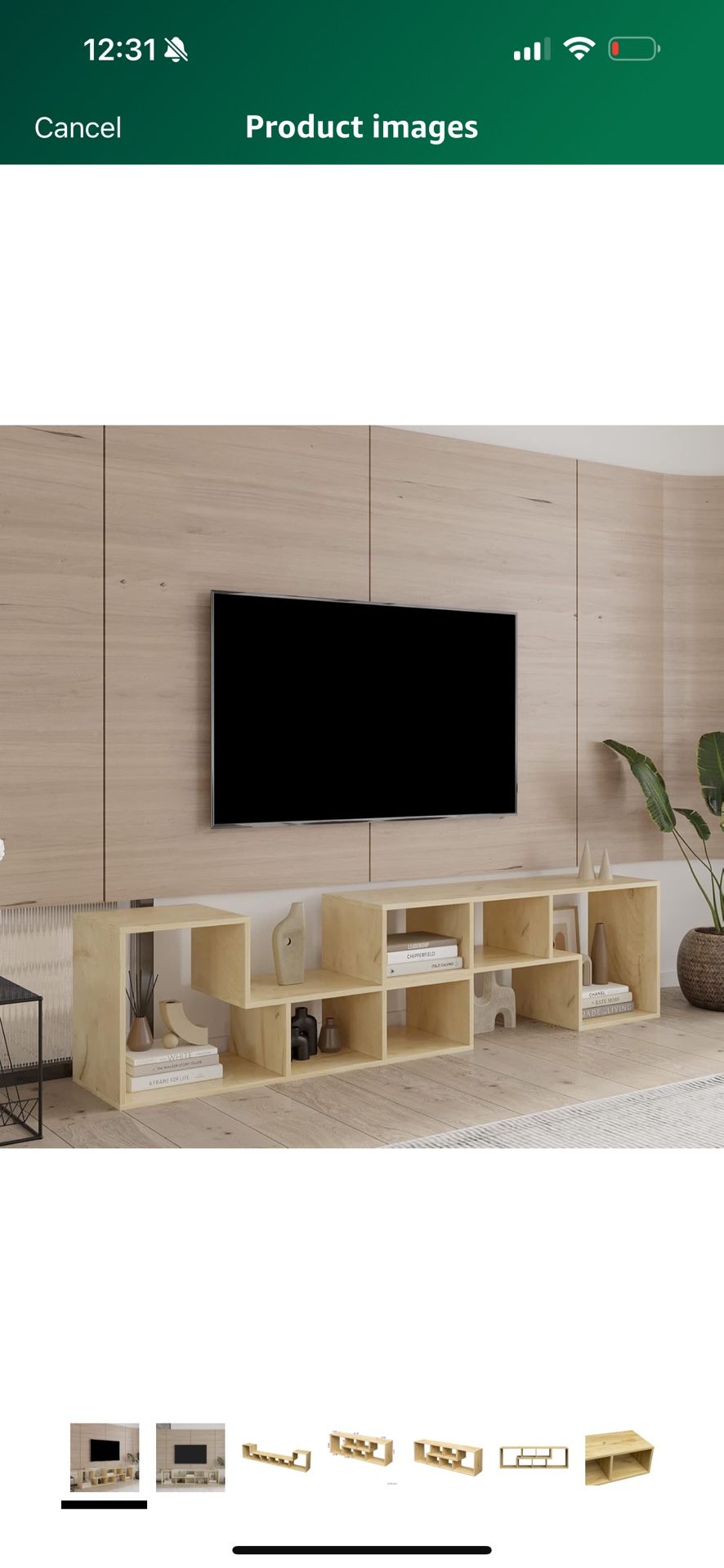 TV Console 2 Pieces L-Shaped TV Stand Adjustable Wood Entertainment Center Media Console with Open Storage Shelves for TVs Up to 75 Inch