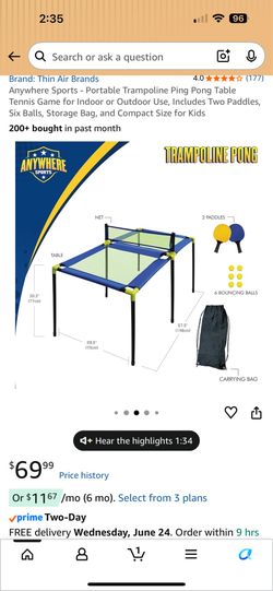 Portable ping pong table